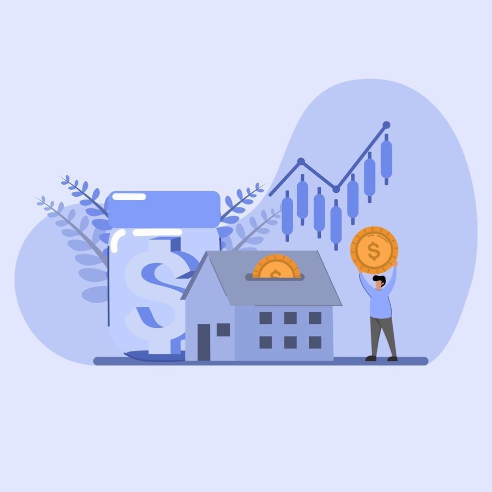 People Invest Money in Real Estate Properties. Home Loans, Rent and Mortgage Concepts. Flat Isometric Vector Illustration.