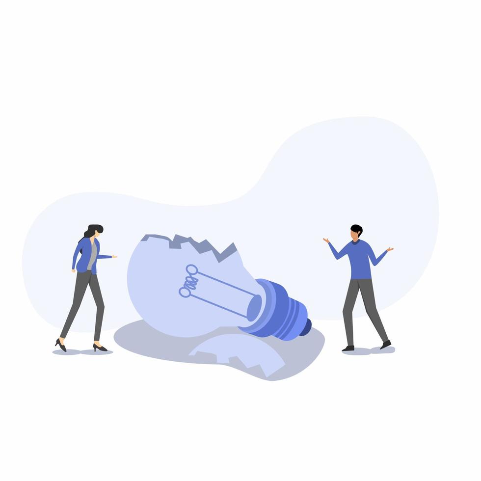 Bad idea concept, Problems with an idea, Broken idea concept vector
