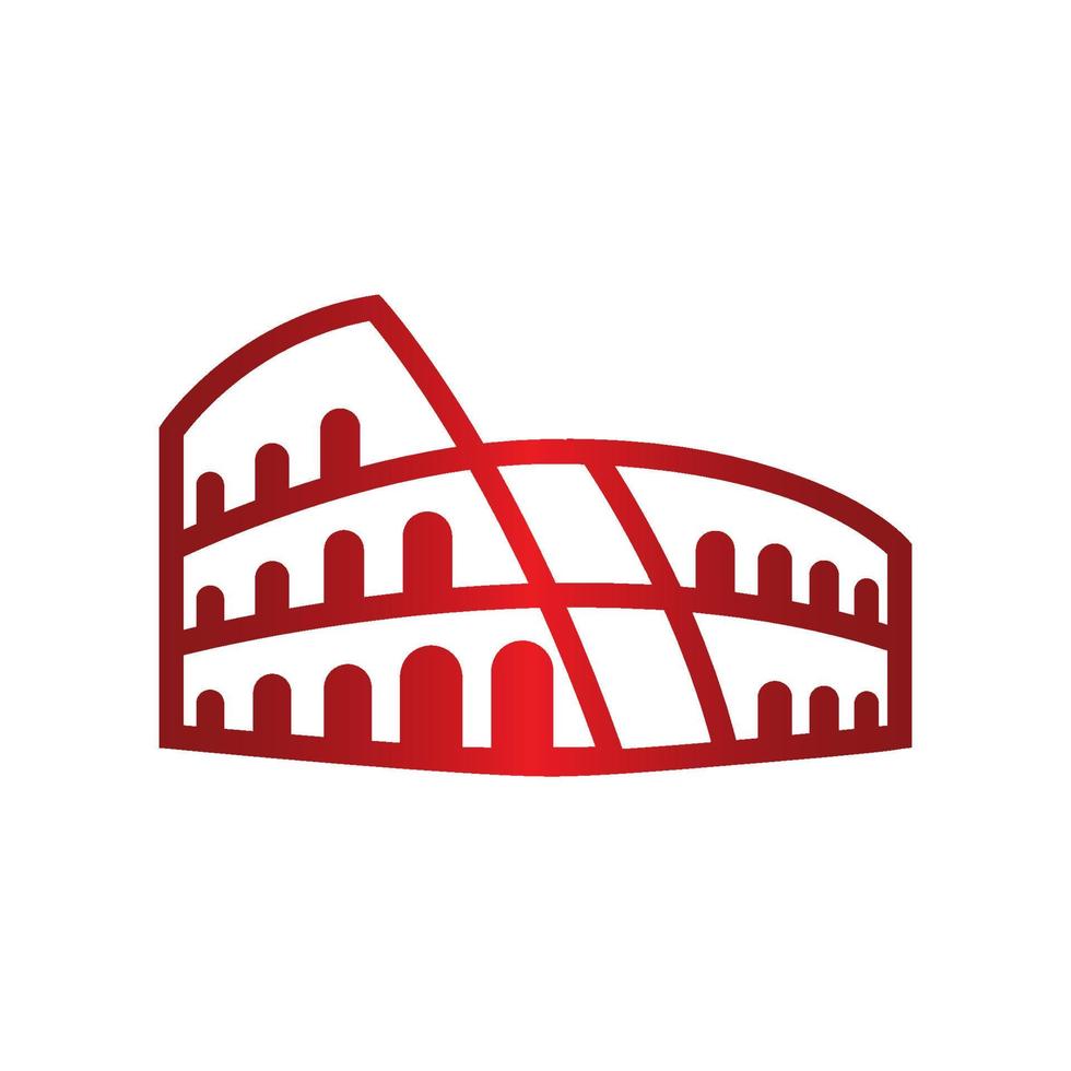 icono de símbolo de logotipo de coliseo de roma rojo vector