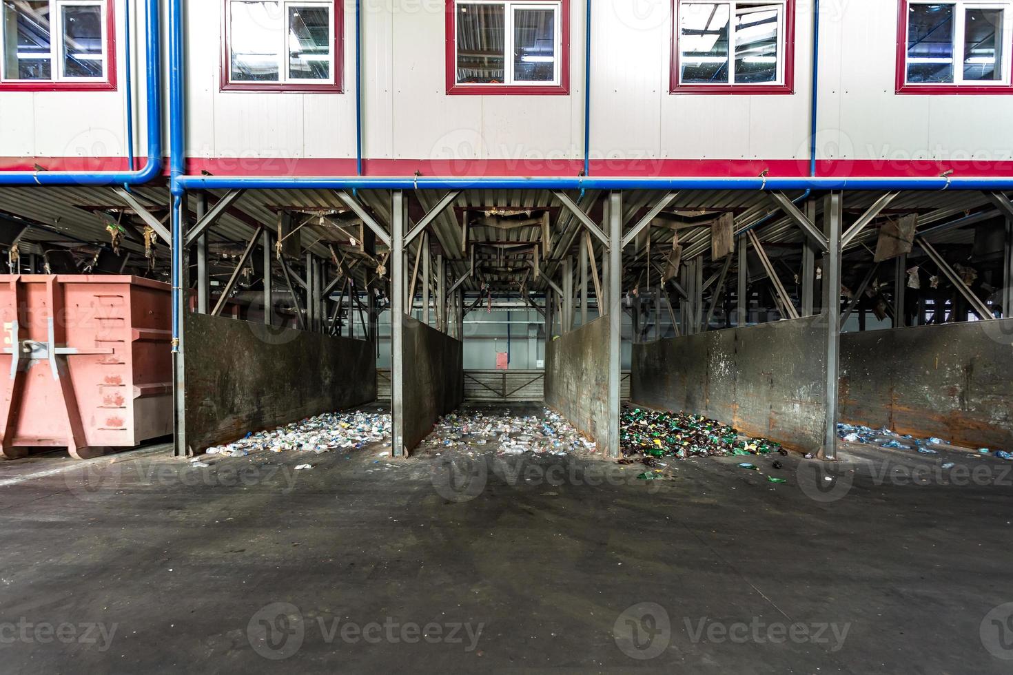 Modern waste recycling processing plant. Separate garbage collection. Recycling and storage of waste for further disposal. photo