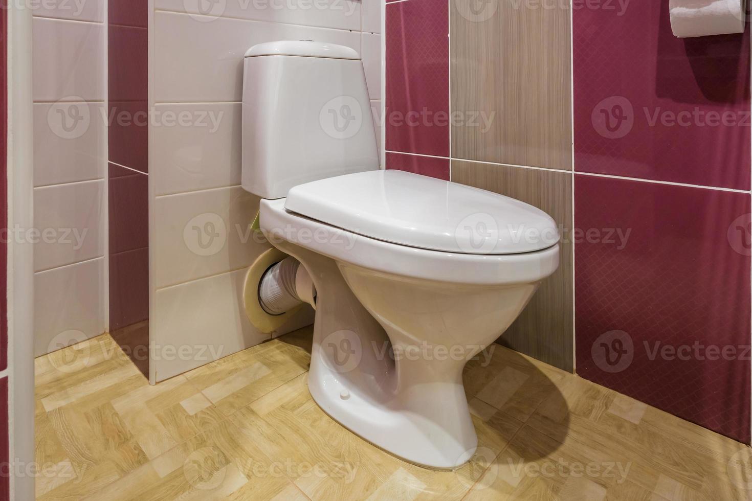 toilet and detail of a corner shower bidet with wall mount shower attachment photo