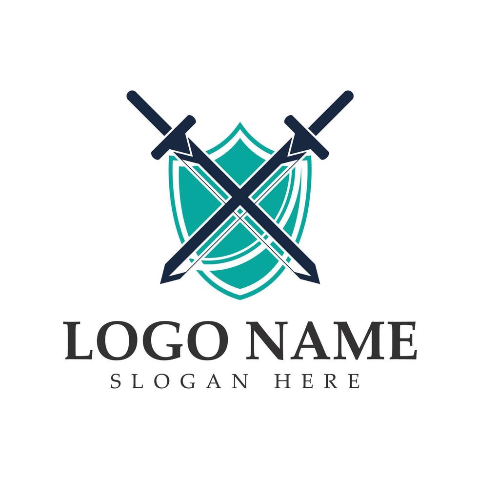 Shield and Sword logo icon design template.Guardian icon.security element. vector