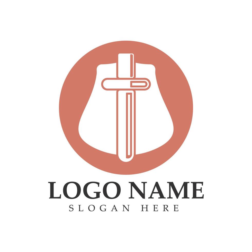 The winged sword with shield logo design iillustration vector icon.