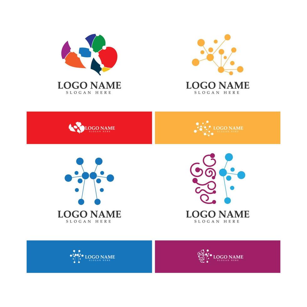 vector de concepto de diseños de logotipo cerebral, logotipo de pulso cerebral de salud, vector de plantilla de logotipo de cuidado cerebral