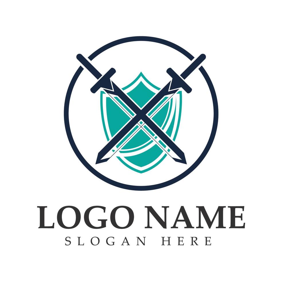 Shield and Sword logo icon design template.Guardian icon.security element. vector