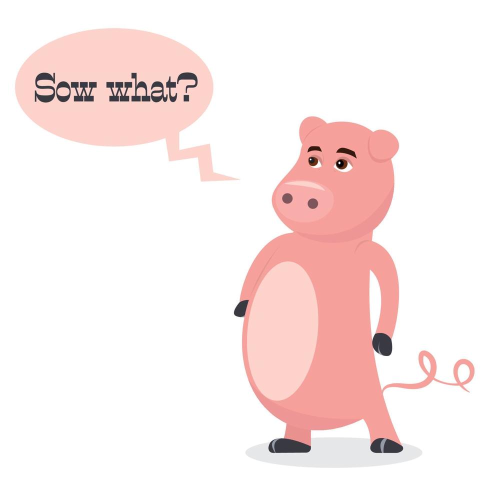 Sow What cartoon pig character vector