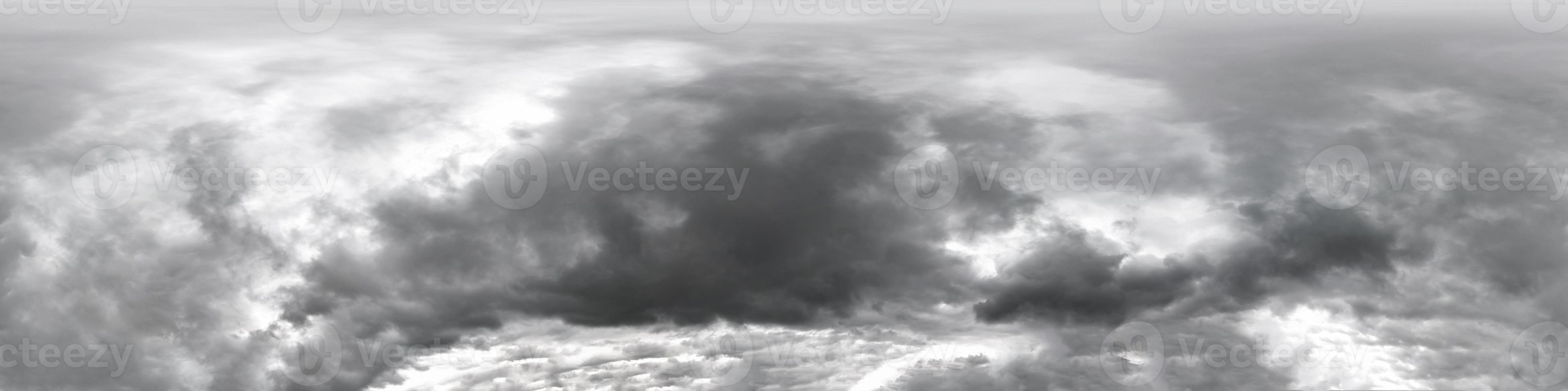 gray sky with rain storm clouds. Seamless hdri panorama 360 degrees angle view with zenith for use in 3d graphics or game development as sky dome or edit drone shot photo