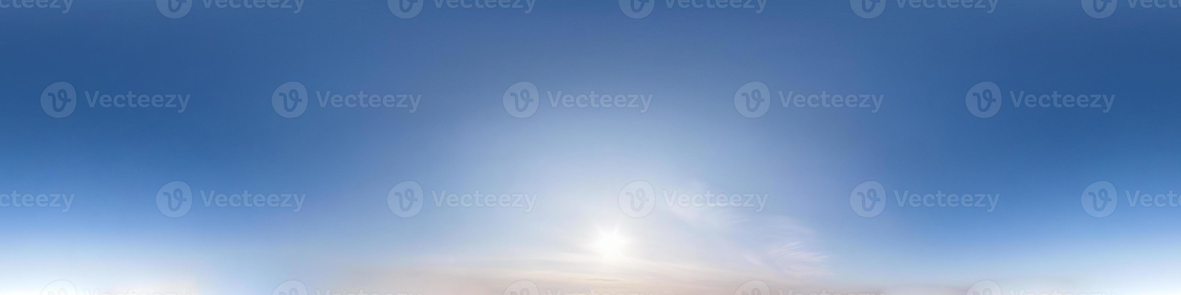 Seamless hdri panorama 360 degrees angle view blue clear sky with zenith for use in 3d graphics or game development as sky dome or edit drone shot photo