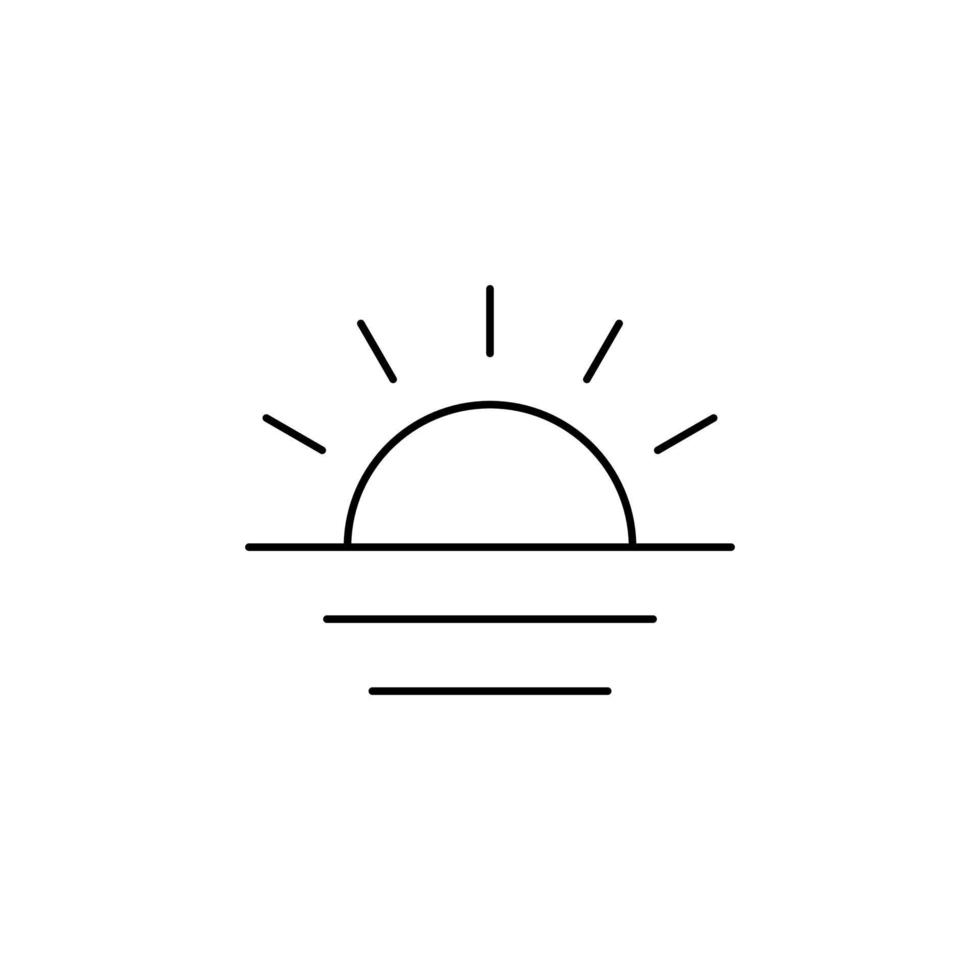 Sunrise, Sunset, Sun Thin Line Icon Vector Illustration Logo Template. Suitable For Many Purposes.