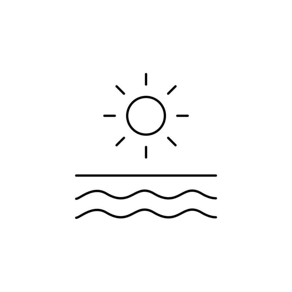 amanecer, atardecer, sol delgada línea icono vector ilustración logotipo plantilla. adecuado para muchos propósitos.