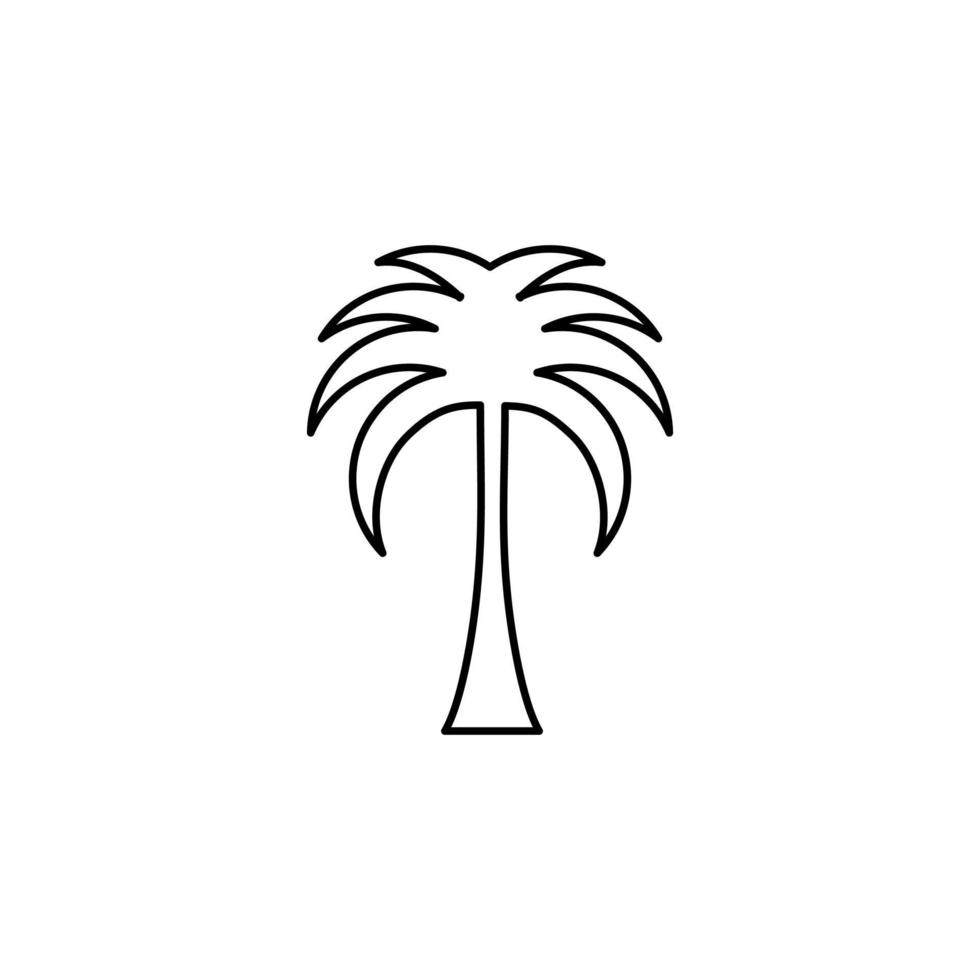 Palm, Coconut, Tree, Island, Beach Thin Line Icon Vector Illustration Logo Template. Suitable For Many Purposes.