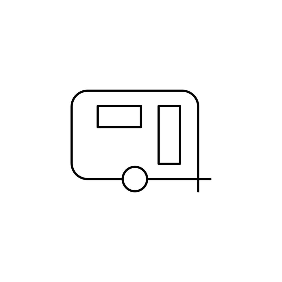 Caravan, Camper, Travel Thin Line Icon Vector Illustration Logo Template. Suitable For Many Purposes.