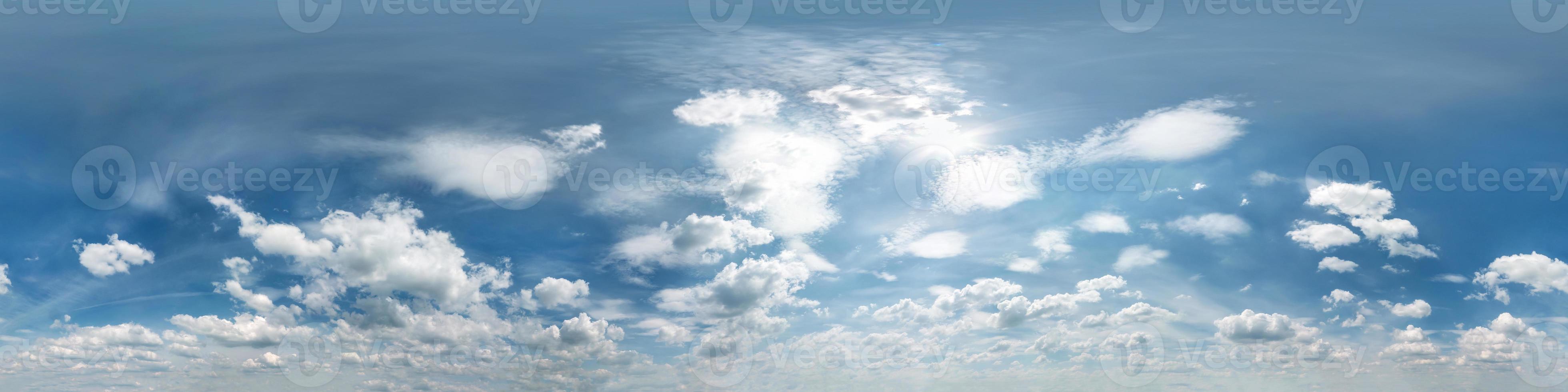 blue sky with beautiful clouds. Seamless hdri panorama 360 degrees angle view  with zenith for use in 3d graphics or game development as sky dome or edit drone shot photo
