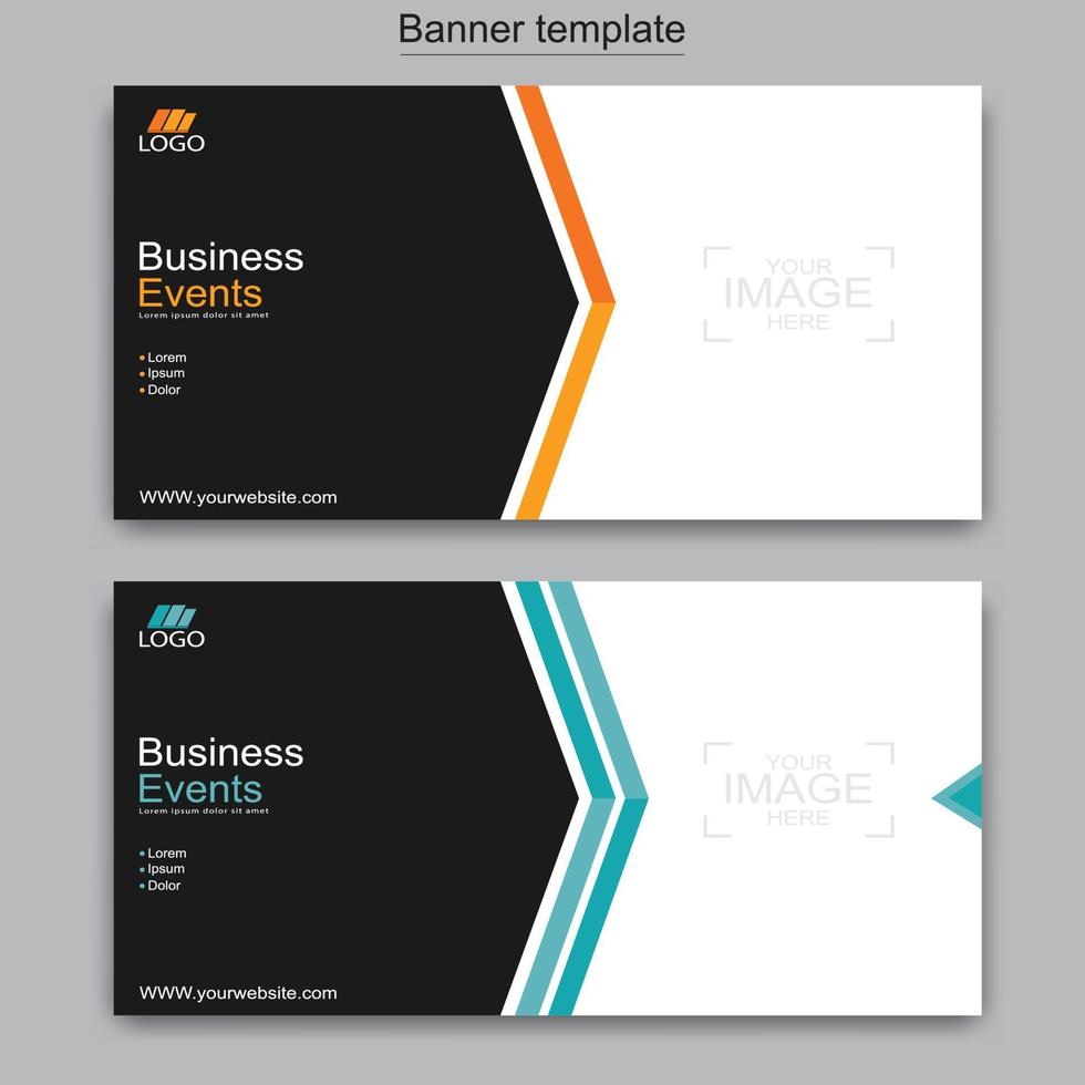 Vector abstract design web banner template. Abstract geometric web banner template on grey background.