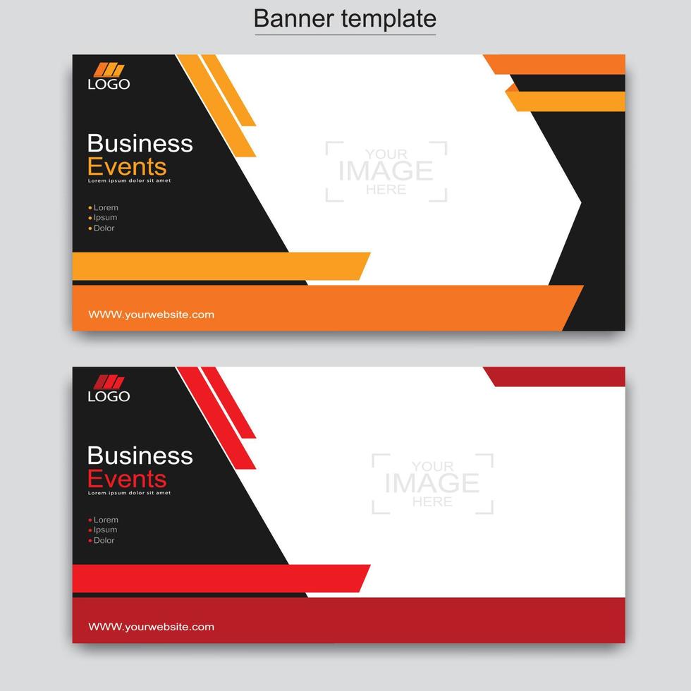 Vector abstract design web banner template. Abstract geometric web banner template on grey background.