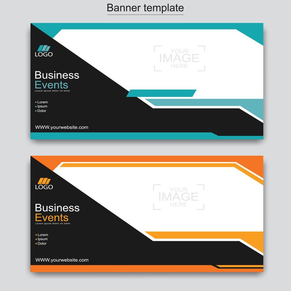 Vector abstract design web banner template. Abstract geometric web banner template on grey background.