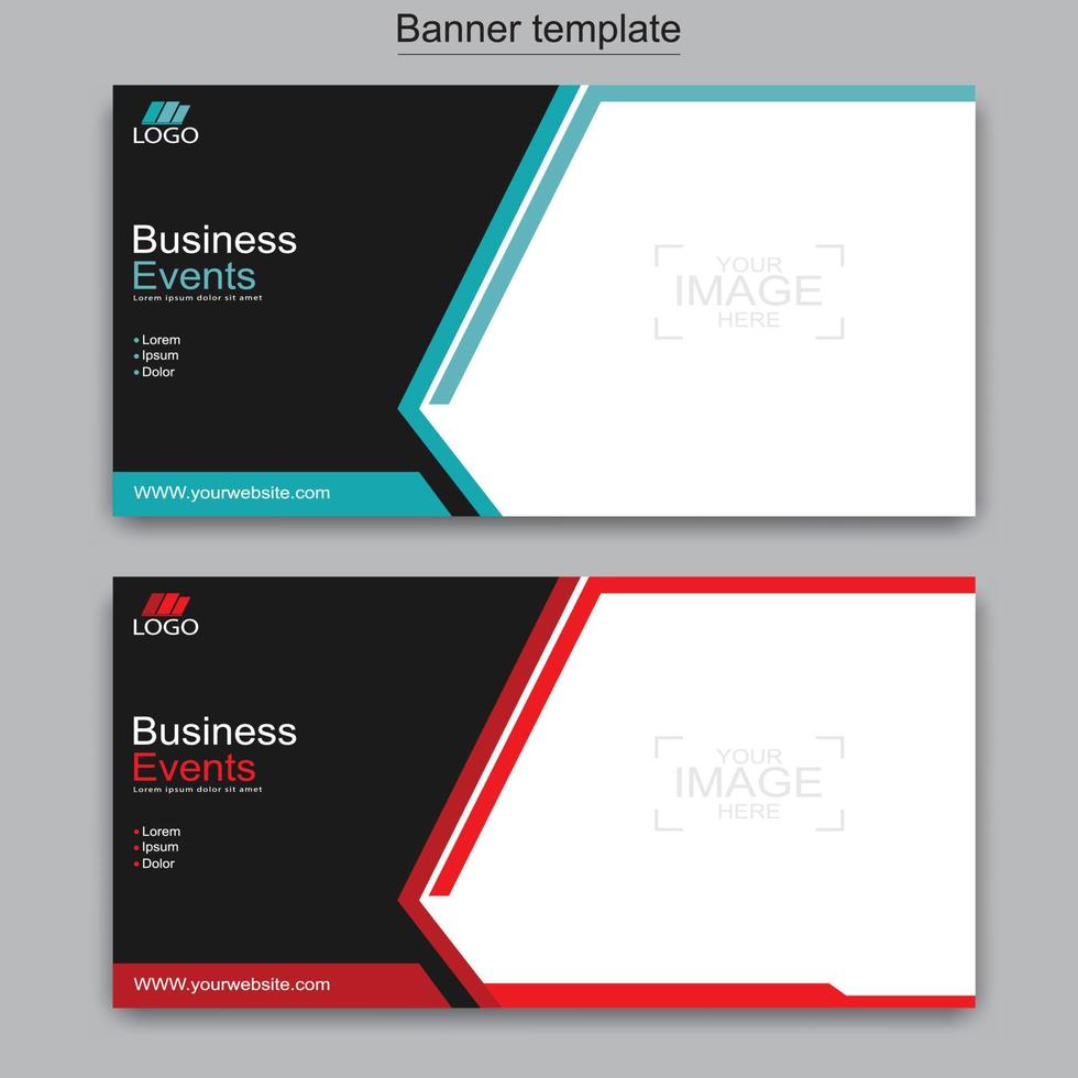 Vector abstract design web banner template. Abstract geometric web banner template on grey background.