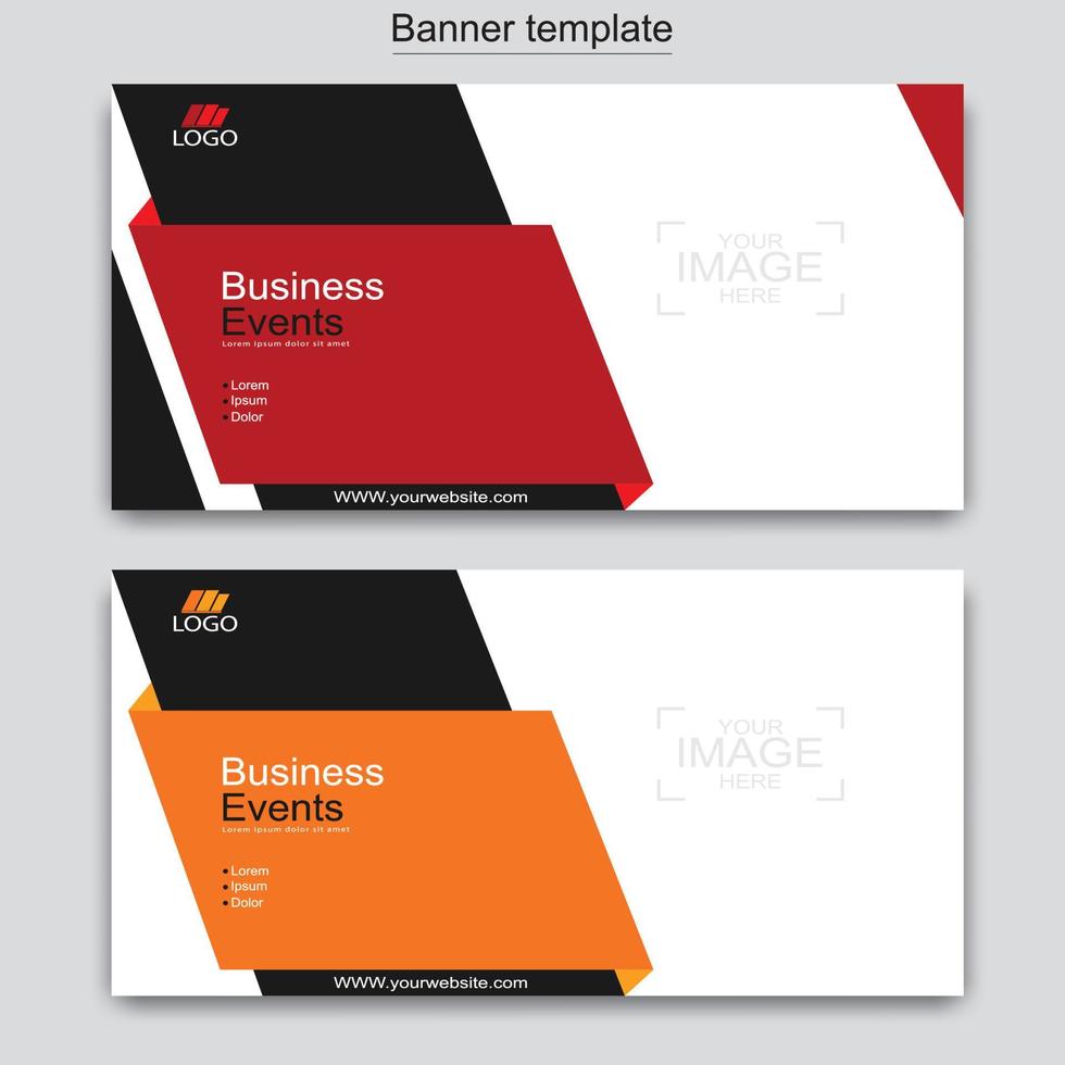 Vector abstract design web banner template. Abstract geometric web banner template on grey background.