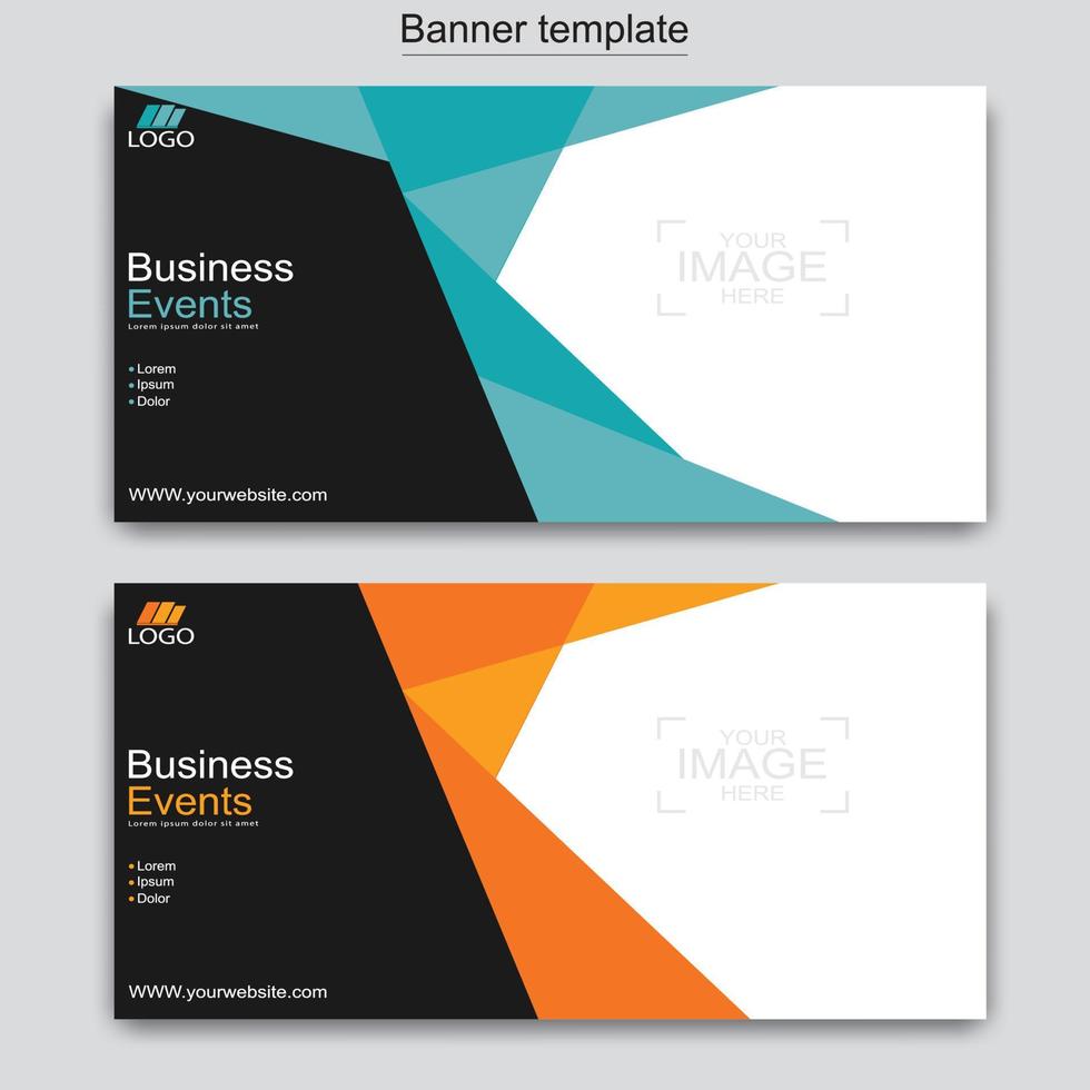 Vector abstract design web banner template. Abstract geometric web banner template on grey background.