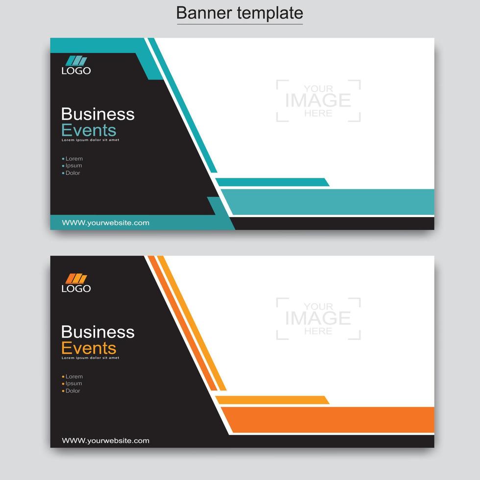 Vector abstract design web banner template. Abstract geometric web banner template on grey background.