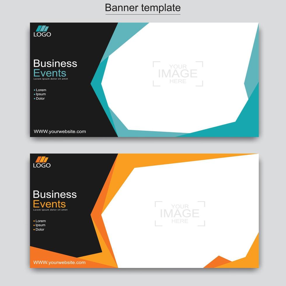 Vector abstract design web banner template. Abstract geometric web banner template on grey background.