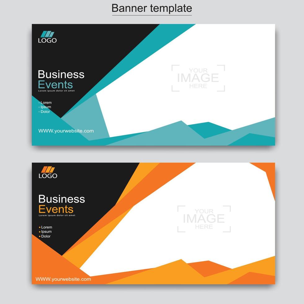 Vector abstract design web banner template. Abstract geometric web banner template on grey background.