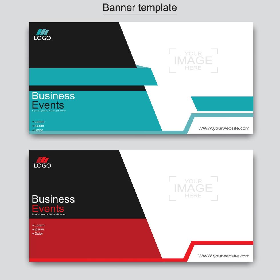 Vector abstract design web banner template. Abstract geometric web banner template on grey background.