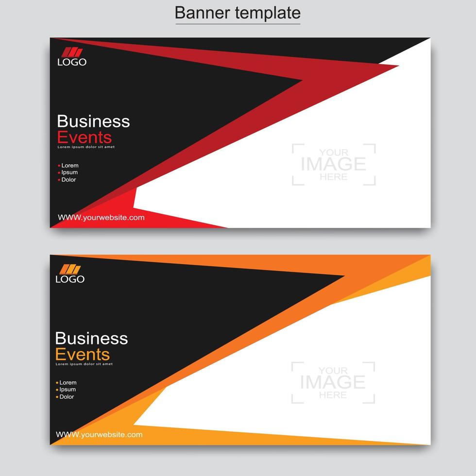 Vector abstract design web banner template. Abstract geometric web banner template on grey background.