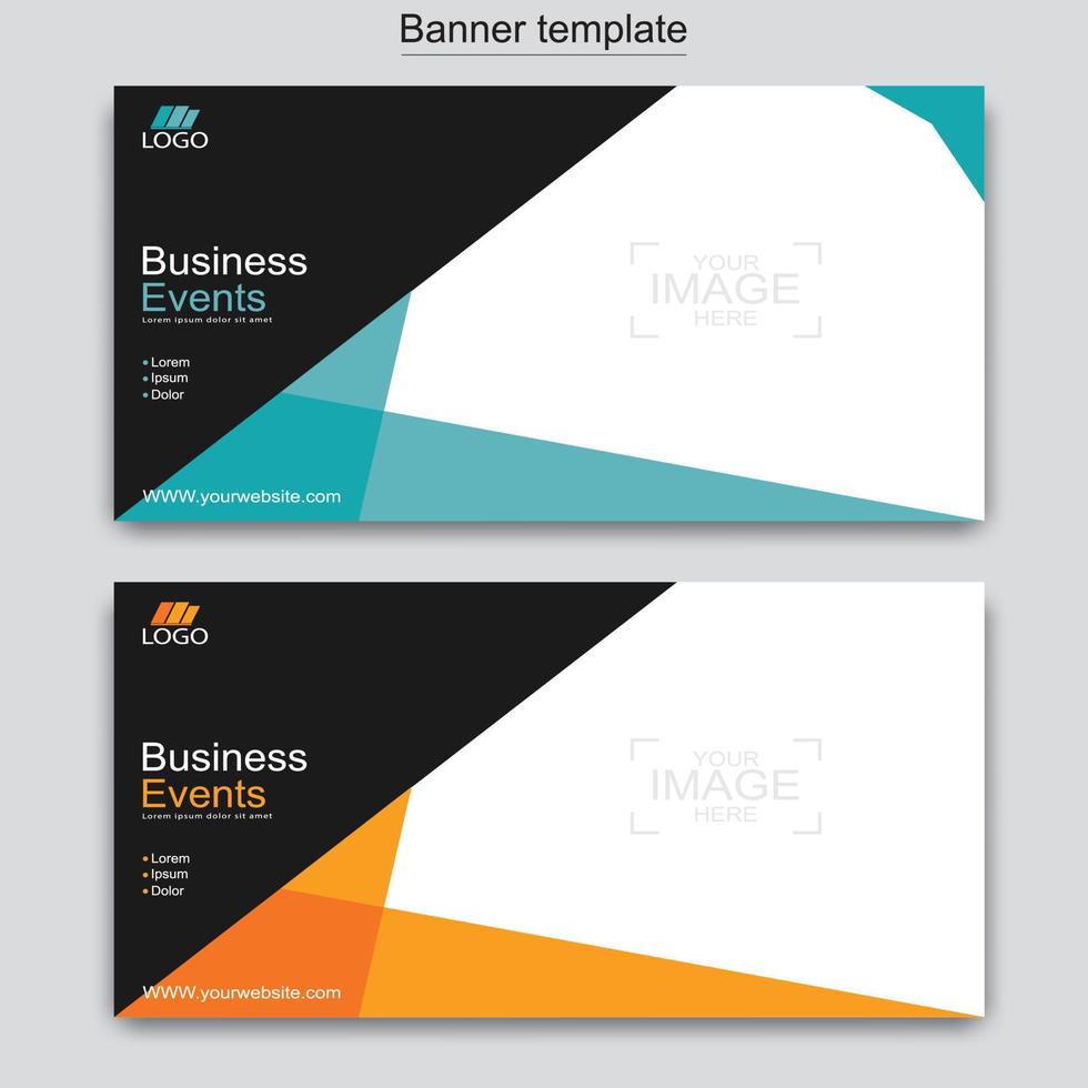 Vector abstract design web banner template. Abstract geometric web banner template on grey background.