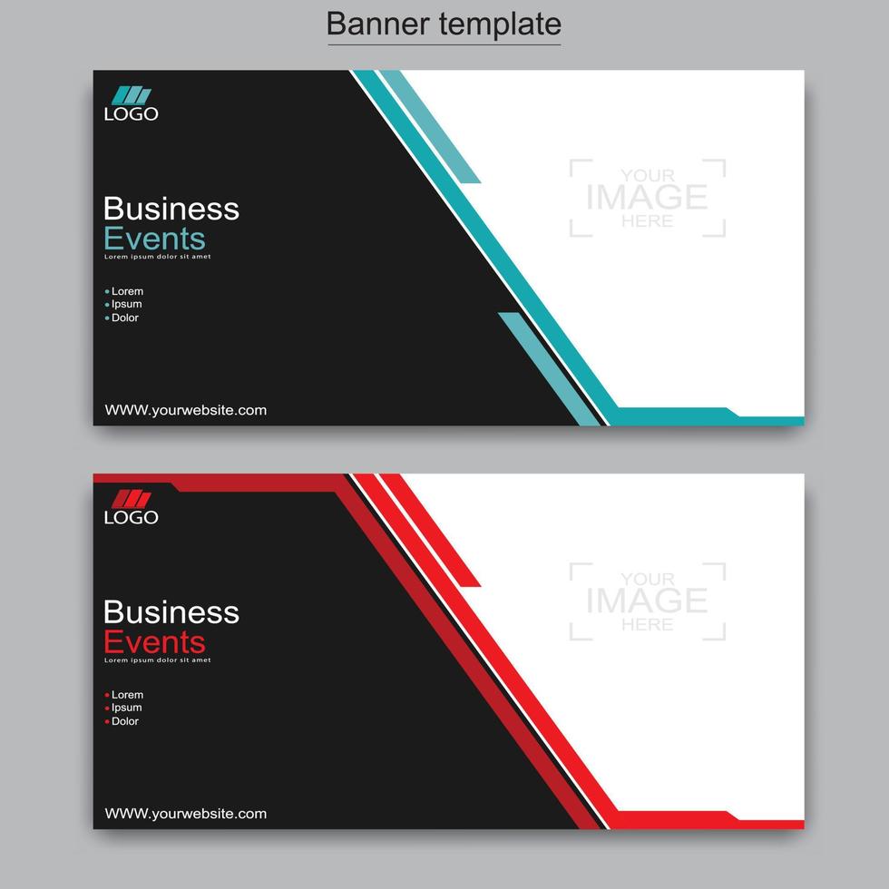 Vector abstract design web banner template. Abstract geometric web banner template on grey background.