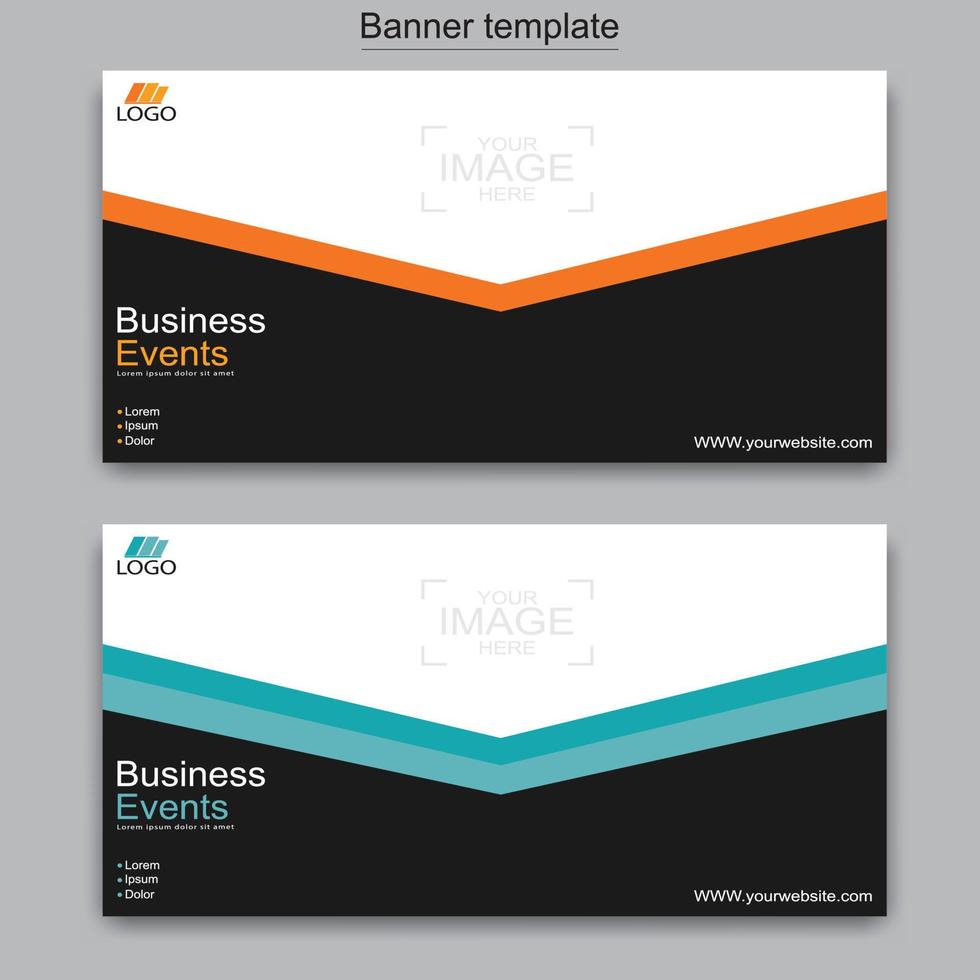 Vector abstract design web banner template. Abstract geometric web banner template on grey background.