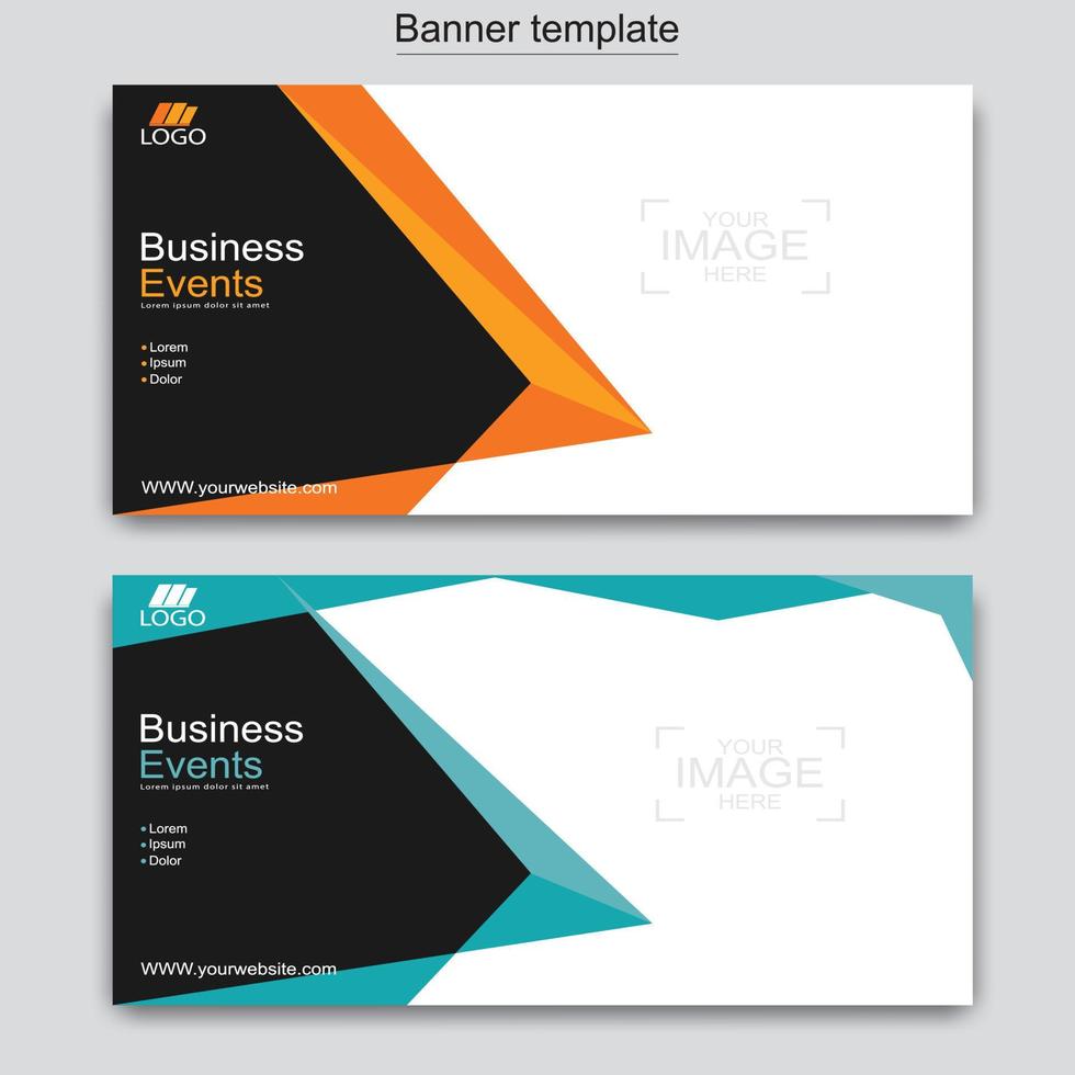 Vector abstract design web banner template. Abstract geometric web banner template on grey background.