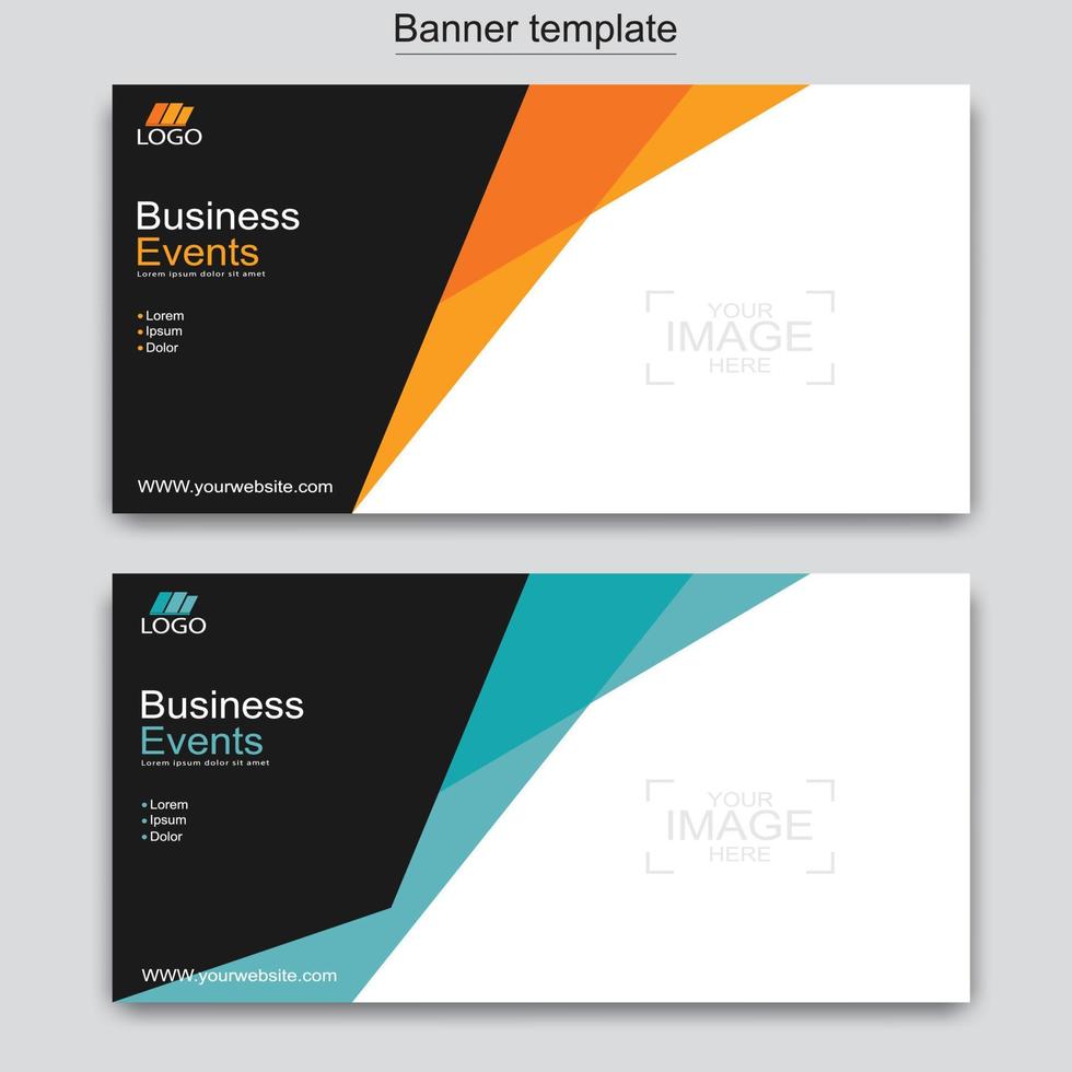 Vector abstract design web banner template. Abstract geometric web banner template on grey background.