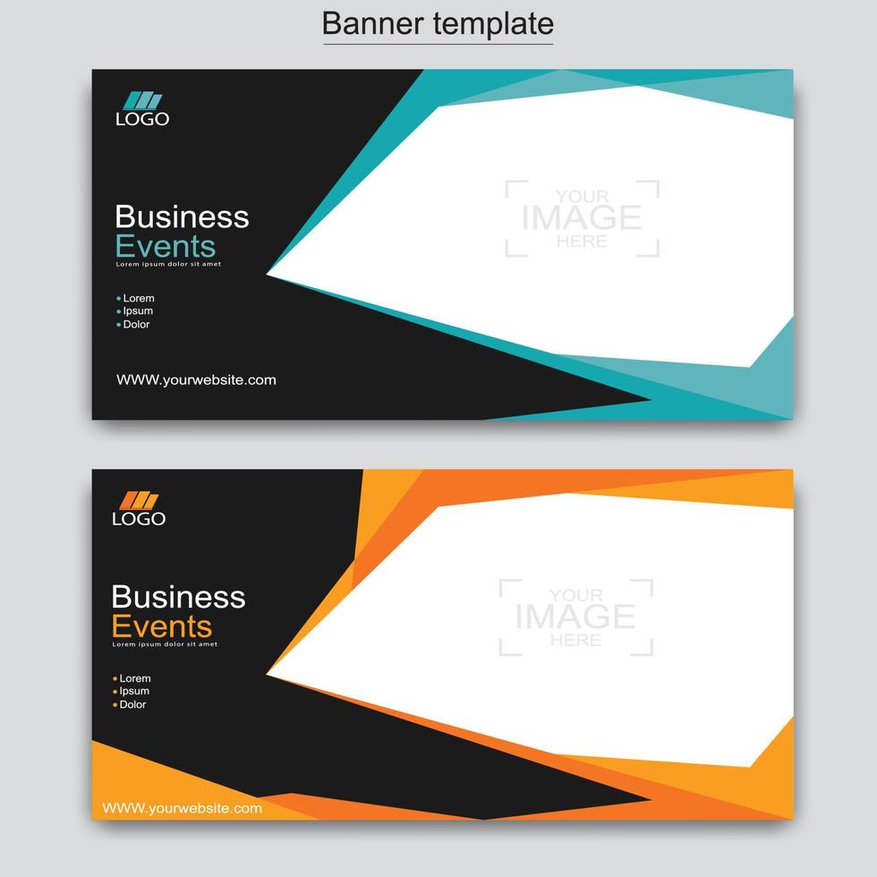 Vector abstract design web banner template. Abstract geometric web banner template on grey background.