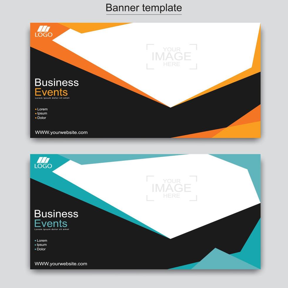 Vector abstract design web banner template. Abstract geometric web banner template on grey background.