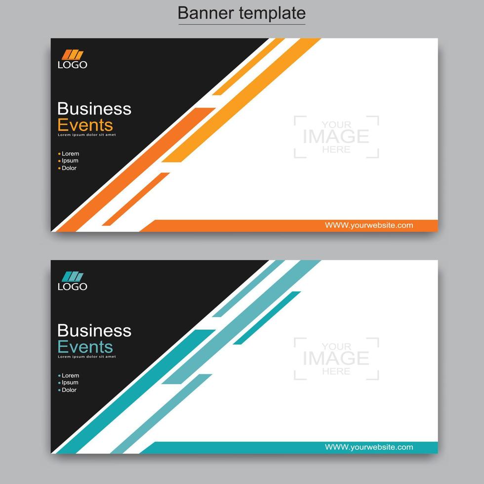 Vector abstract design web banner template. Abstract geometric web banner template on grey background.