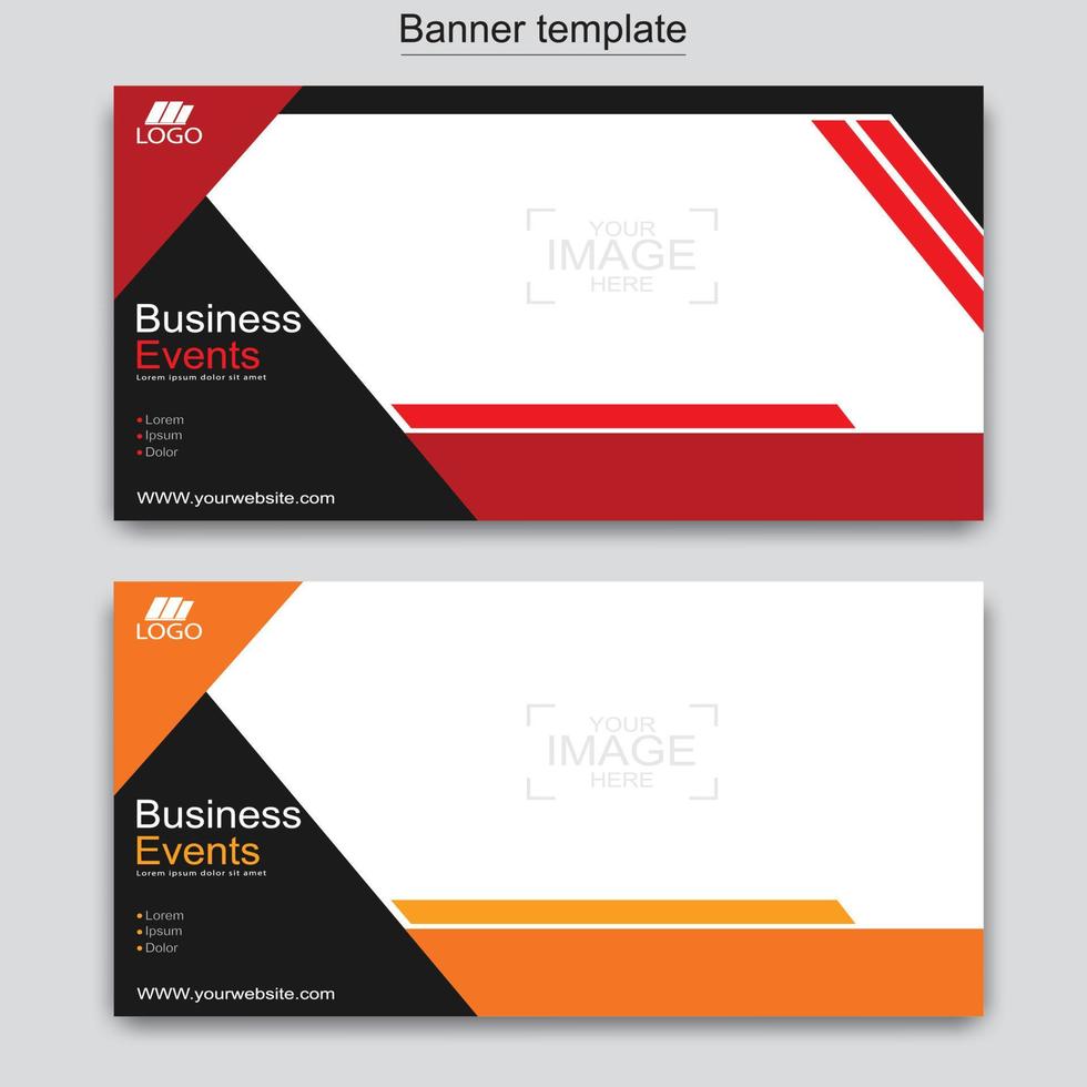 Vector abstract design web banner template. Abstract geometric web banner template on grey background.