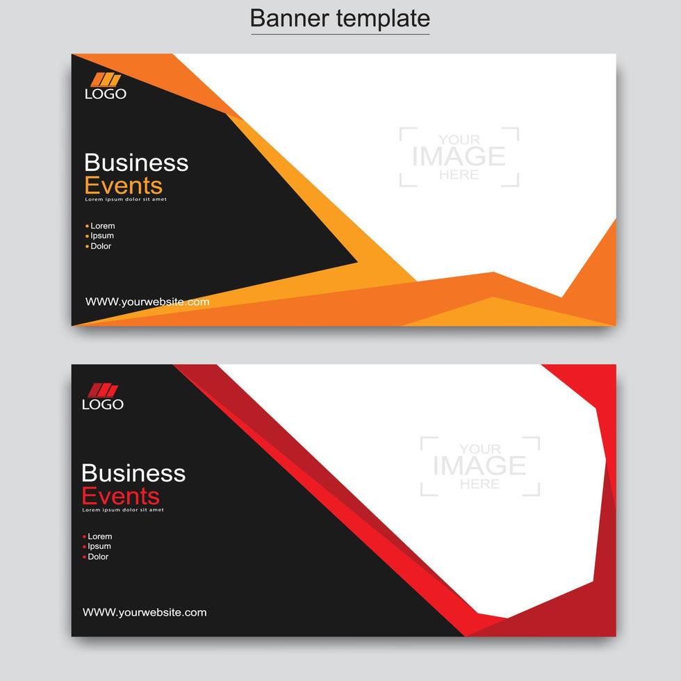 Vector abstract design web banner template. Abstract geometric web banner template on grey background.