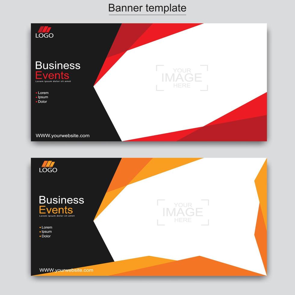 Vector abstract design web banner template. Abstract geometric web banner template on grey background.