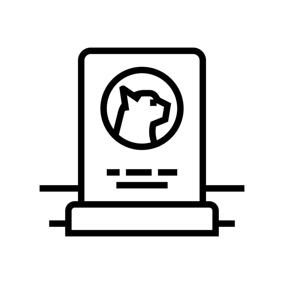 cat dead pet monument line icon vector illustration