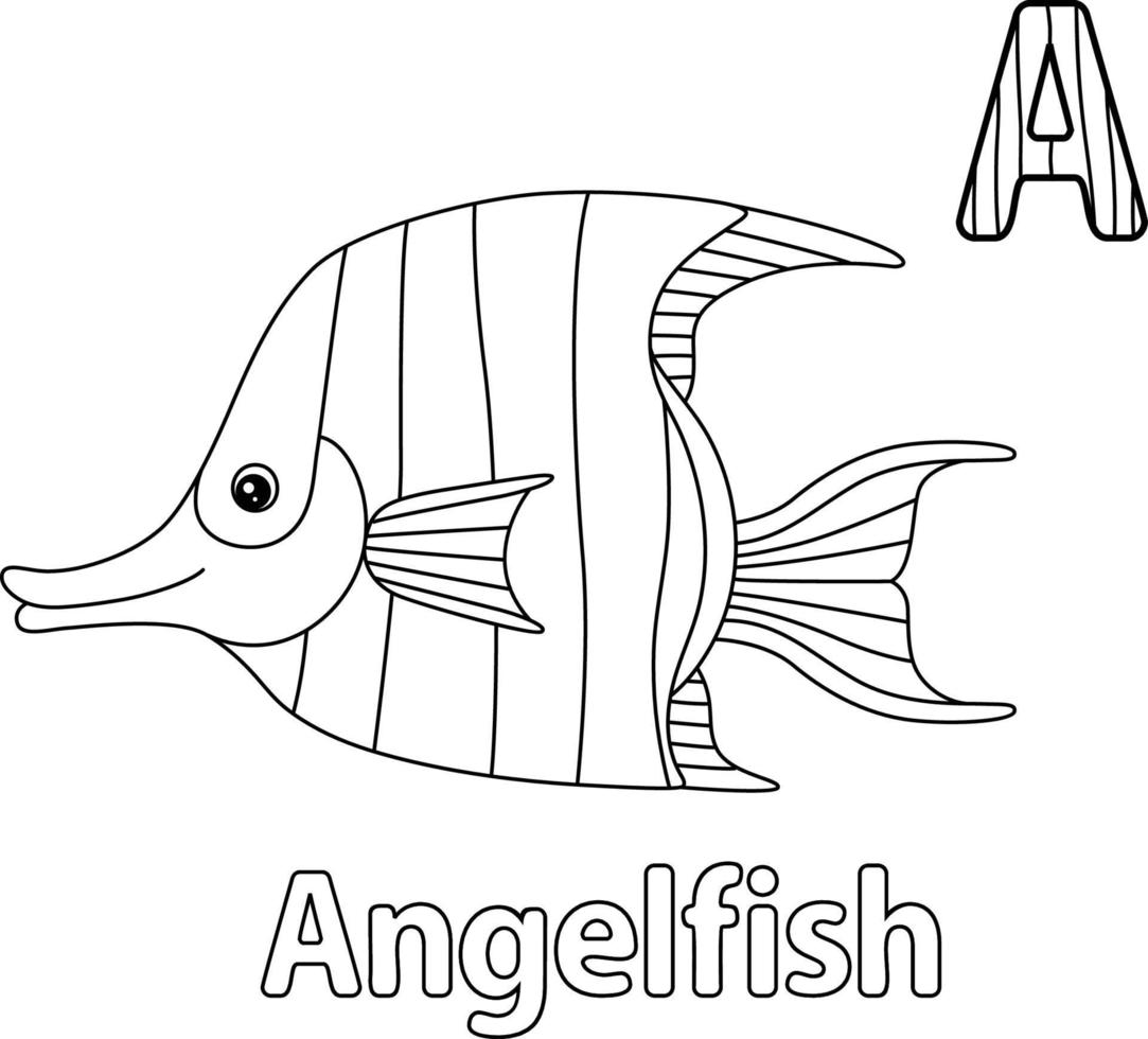 Angelfish Alphabet ABC Coloring Page A vector