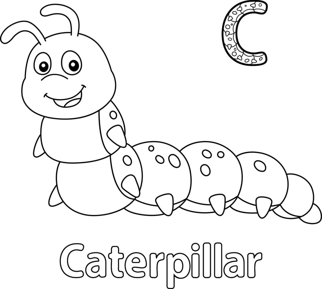 Caterpillar Alphabet ABC Coloring Page C vector