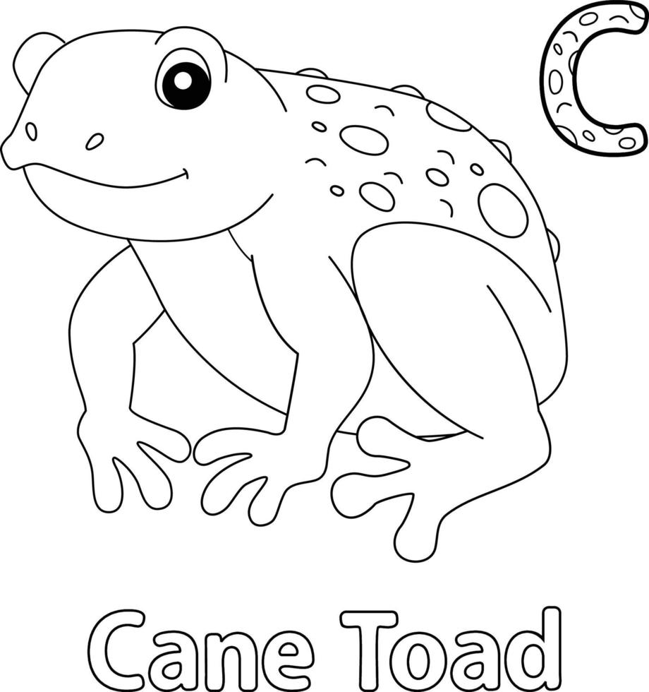 Cane Toad Alphabet ABC Coloring Page C vector