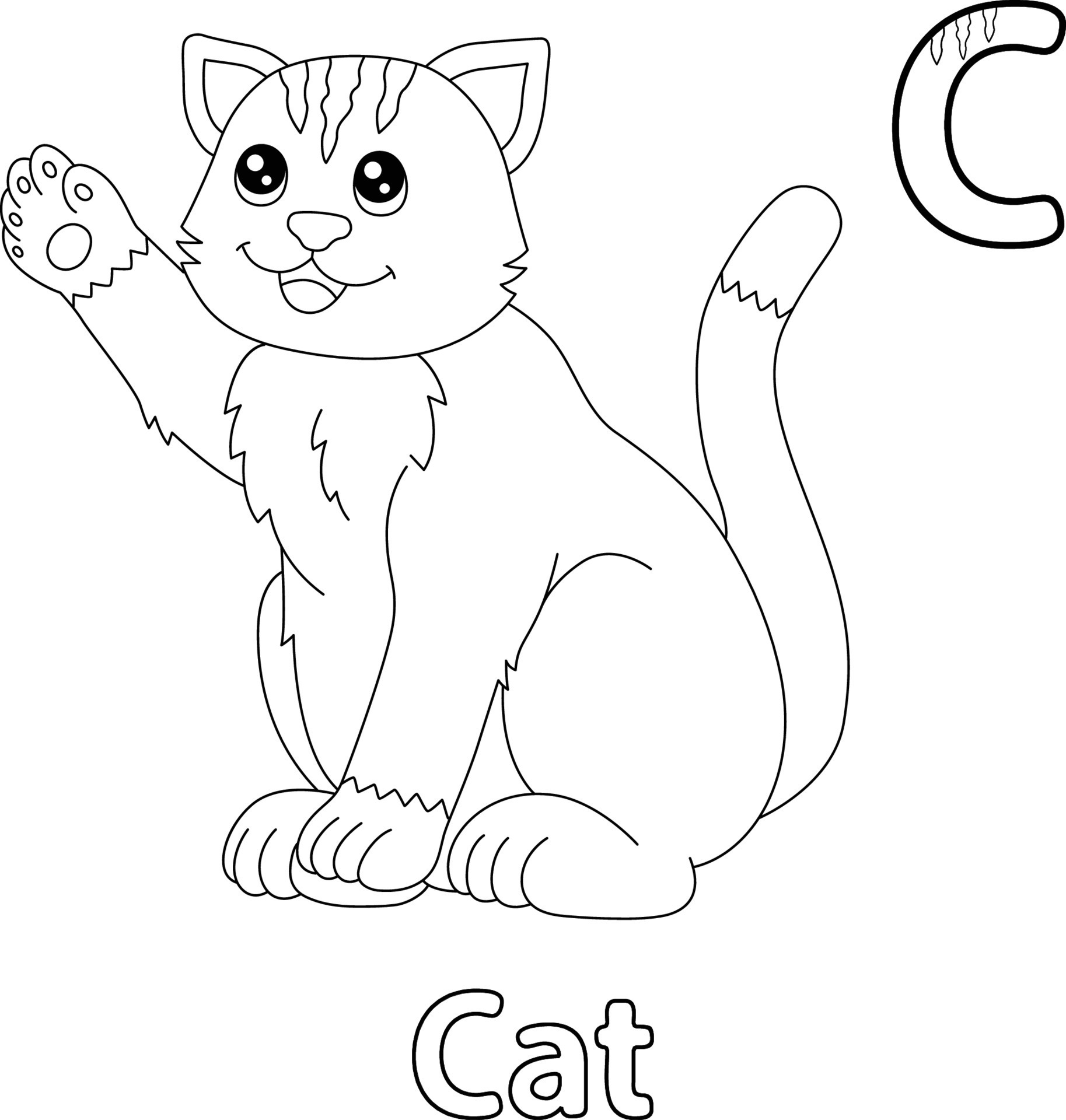 gato alfabeto abc para colorear página c 10387857 Vector en Vecteezy