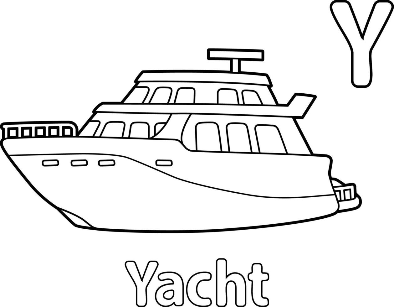 Yacht Alphabet ABC Coloring Page Y vector