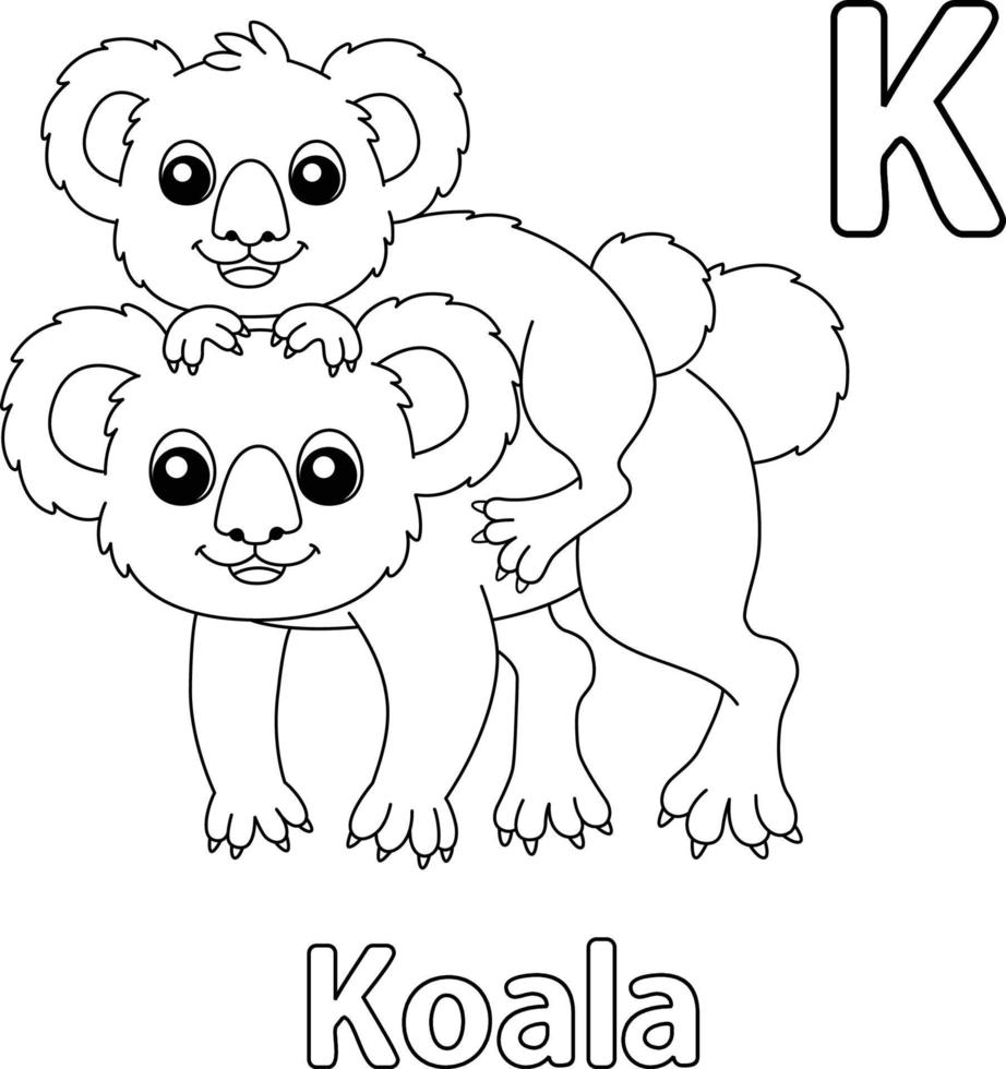 Koala with a Kid Alphabet ABC Coloring Page K 10387874 Vector Art at ...