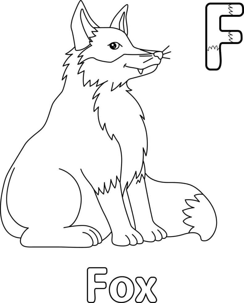 Sitting Fox Alphabet ABC Coloring Page F vector