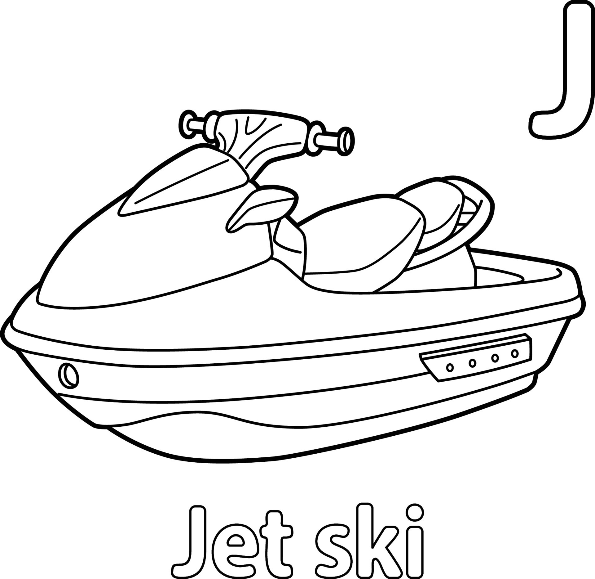 Jet Ski Alphabet ABC Coloring Page J 10387886 Vector Art at Vecteezy