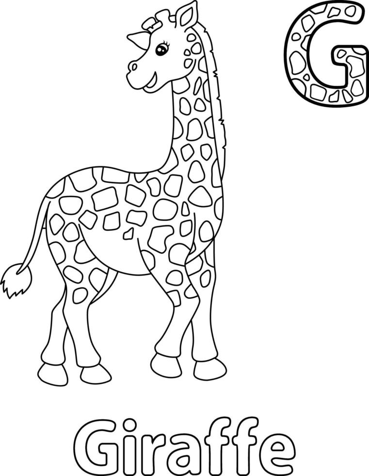 Giraffe Alphabet ABC Coloring Page G vector