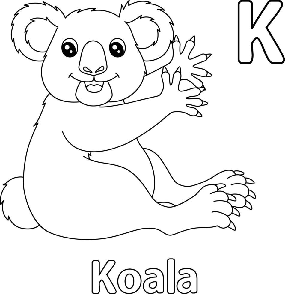 Koala Alphabet ABC Coloring Page K vector